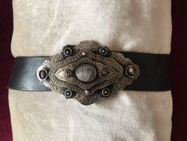 Vintage Ledergürtel mit Naturstein