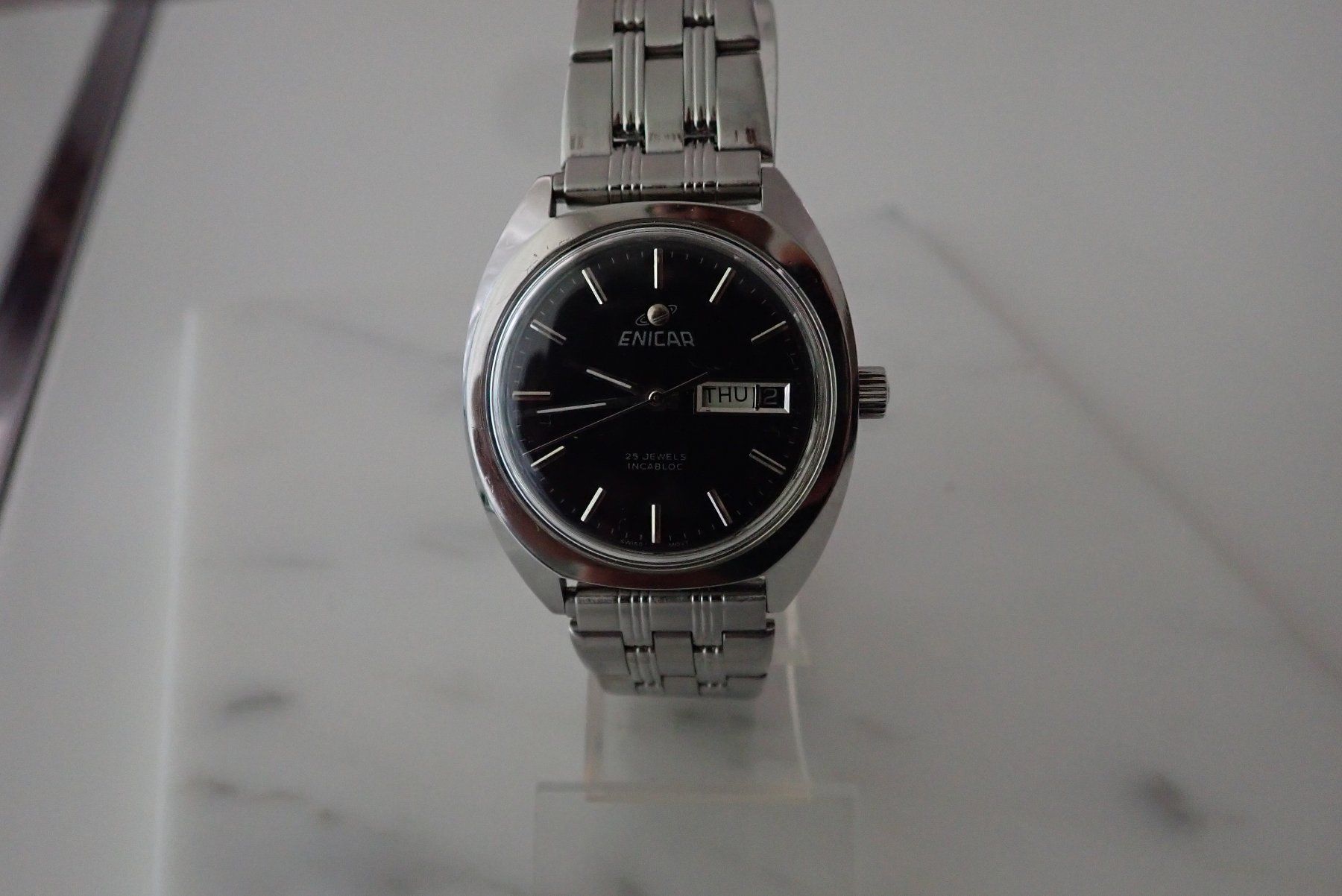 Enicar Orologi: VINTAGE!! ENICAR AUTOMATIC DAYDATA 37X42MM. – Usato da Wohlen AG venduto da superwatchesteam 5