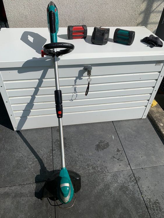 Bosch Rotak 43 LI Akku Rasenmäher plus Akku Rasentrimmer Kaufen auf