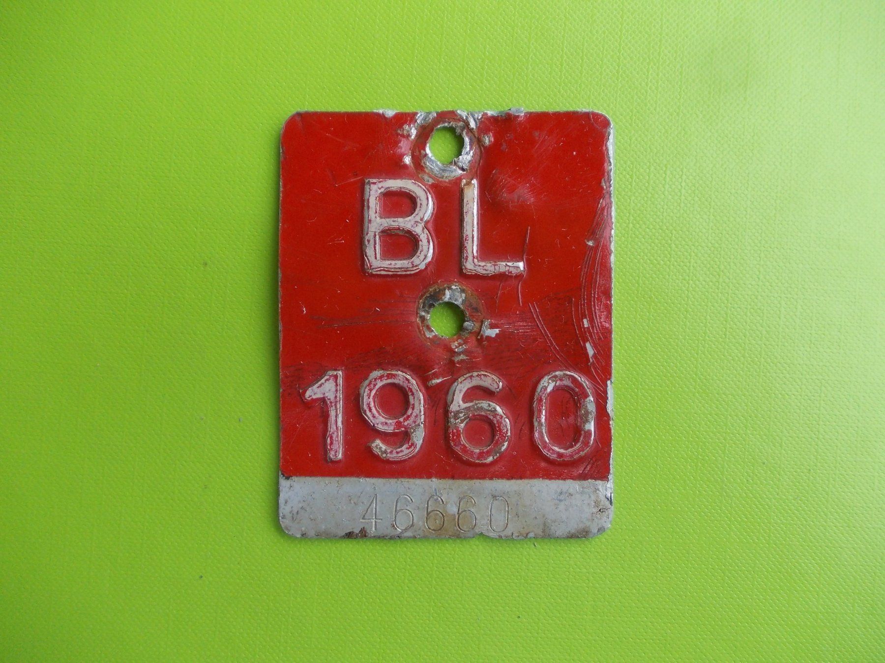 Insegne: Velonummer / Fahrradnummer BL 1960 – Usato da Gsteigwiler venduto da HORMIGA21