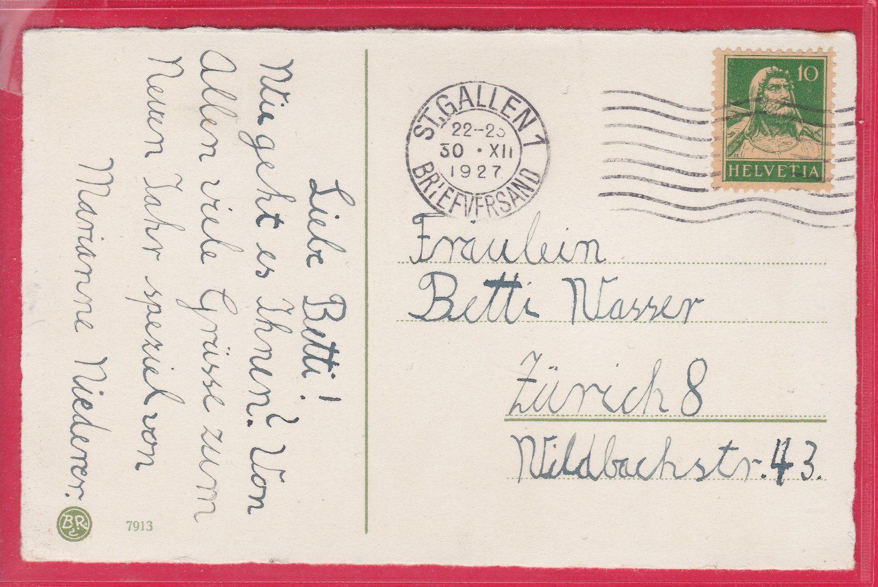Cartoline postali: ZWERGEN - NEUJAHRSKARTE, 30.12.1927 – Usato da Oberrieden venduto da Gebirgsstelze 1