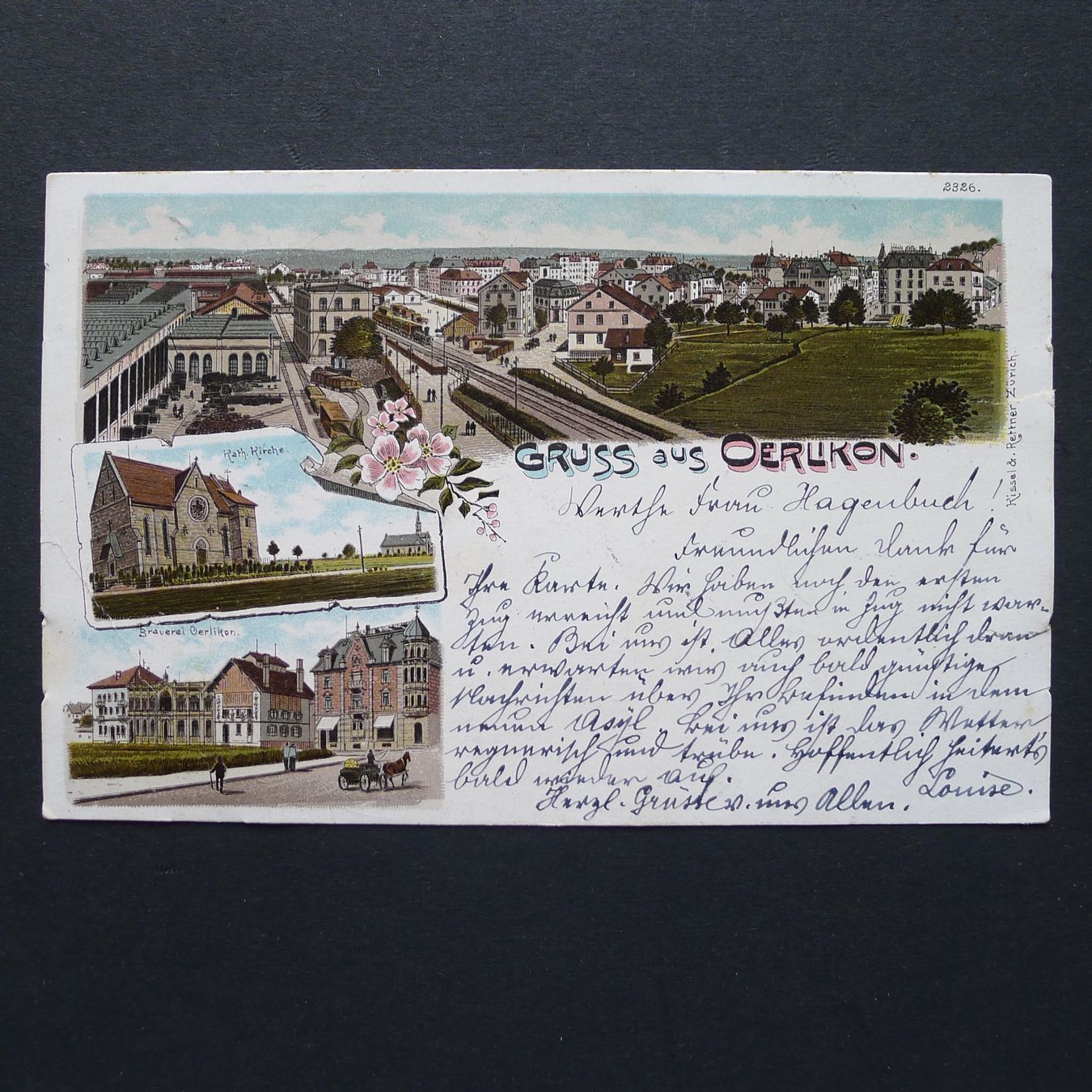 Cartoline postali: 1900, OERLIKON ZH, Litho, antike Ansichtskarte – Usato da Ebikon venduto da SilvioFreund