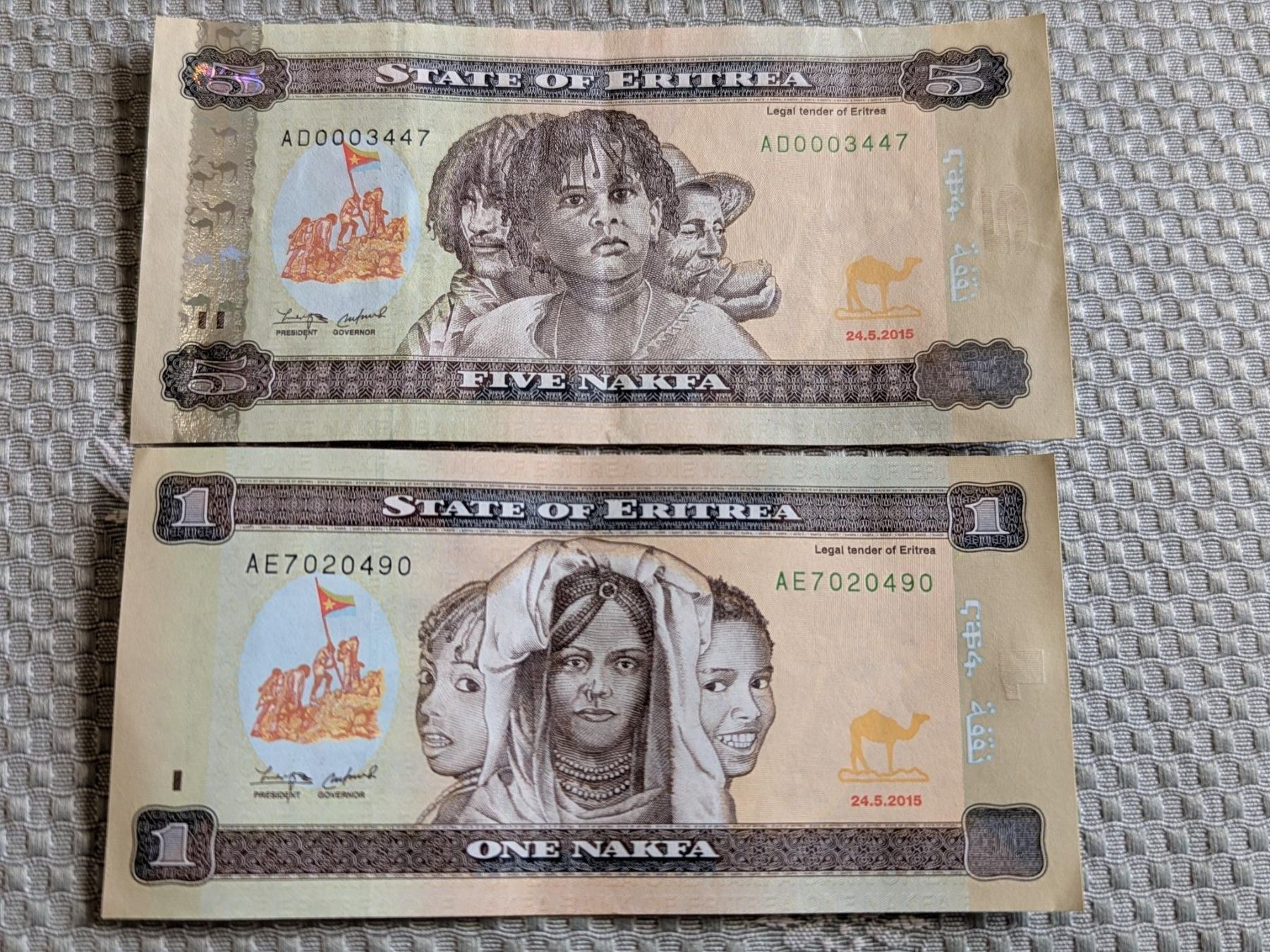 Banknoten: Eritrea banknotes – Gebraucht aus Porrentruy von jmbechir