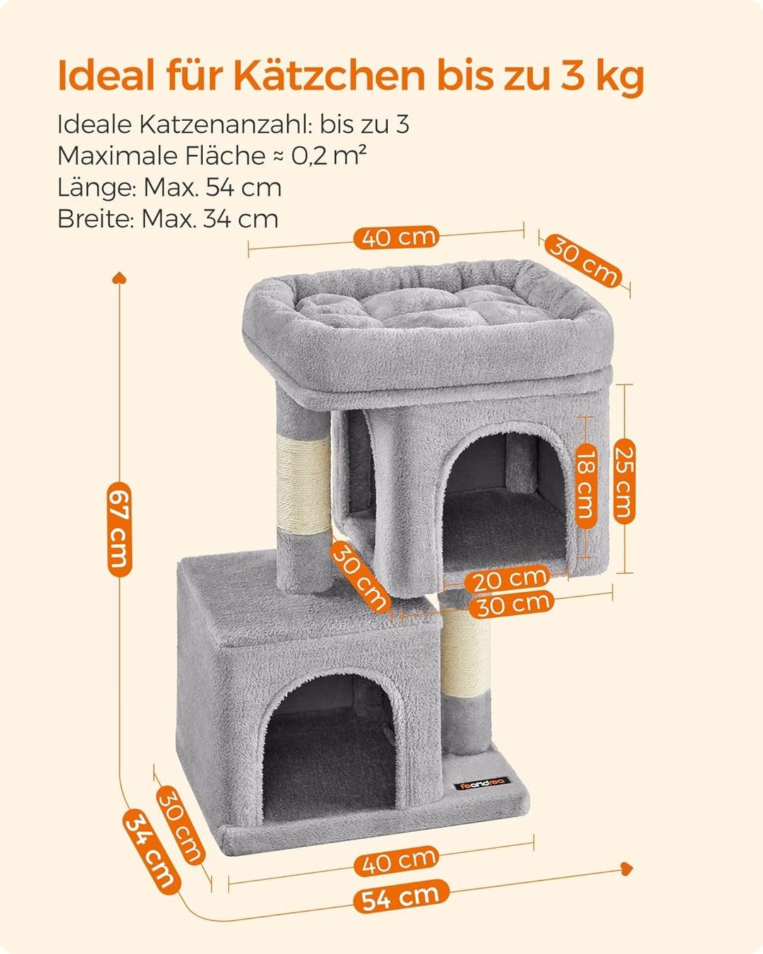 Katzenbaum - Kratzbaum: Kratzbaum Katzenbaum mit Katzenhaus Sisal Hellgrau – Neu und originalverpackt aus Schaffhausen von AllesMussRaus90 5