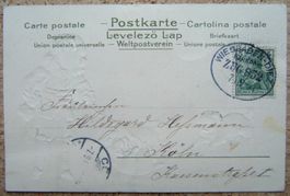 AK REICHSPOST MIT BAHNPOSTSTEMPEL WIESBADEN-DIEZ 1901