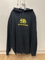 Balenciaga Hoodie – Schwarz mit gelbem Logo – Oversized