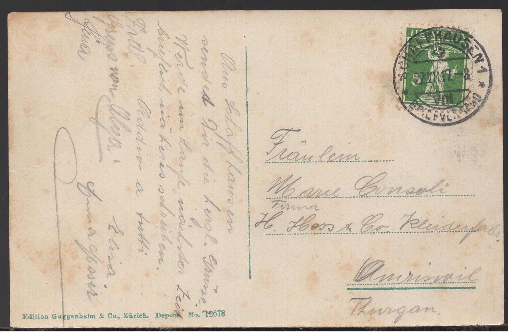 Cartoline postali: Rheinfall mit  beng. Beleuchtung  1917 – Usato da Aarau venduto da kufi44 1