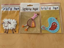 3 Tricky Boo Aufnäher/Aufbügel-Patches mit Tiermotiven