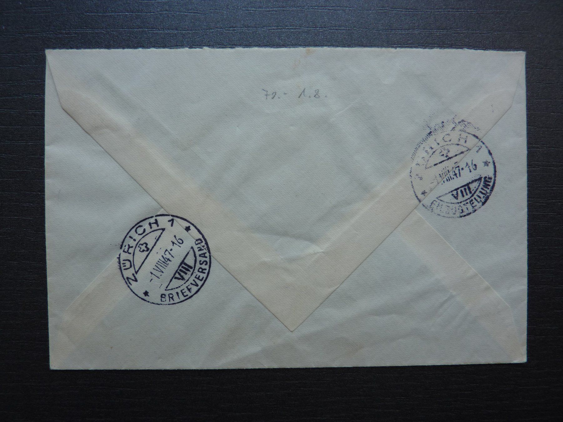 Tutti i francobolli: 1947 Pro Patria E-Satzbrief,  Fr. 6.-- / SBK 60.-- – Usato da Zürich venduto da Aetna14 1