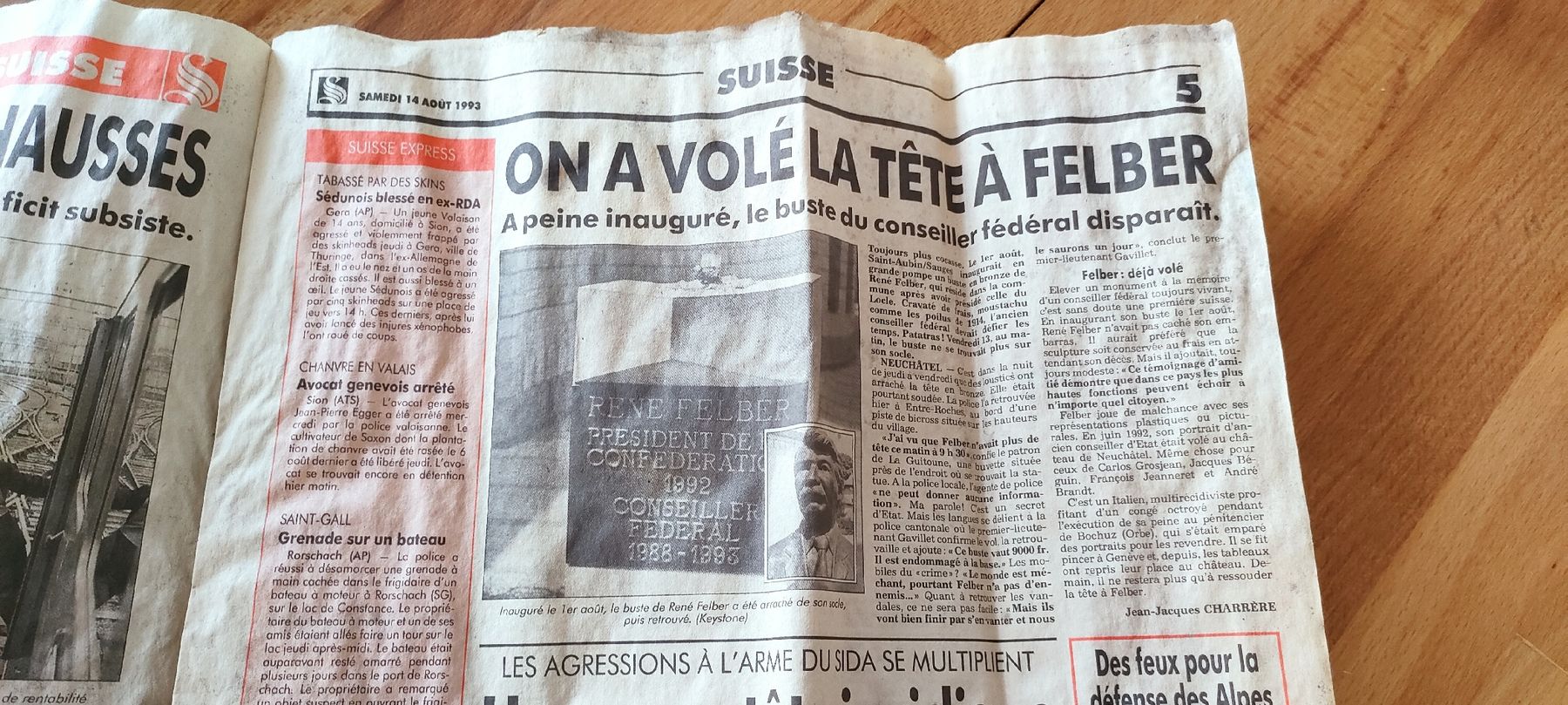 Zeitschriften & Magazine: Journal LA SUISSE du 14.08.1993 – Gebraucht aus Riaz von Tobydesmonts 2