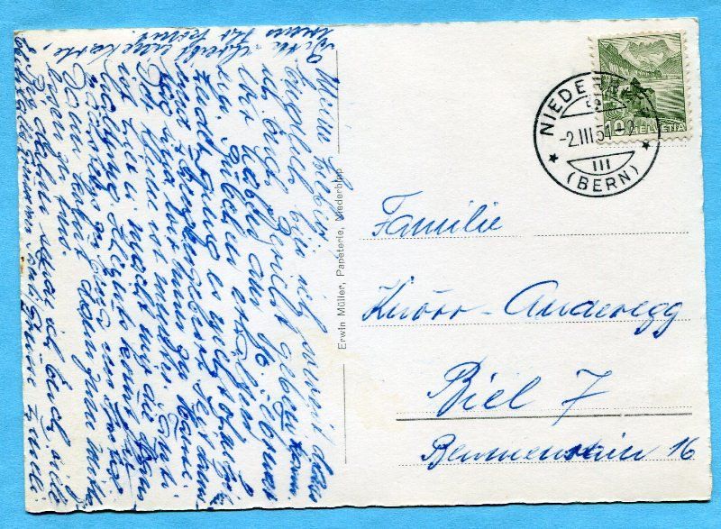 Ansichtskarten: Niederbipp 1951 – Gebraucht aus Opfikon von cleocat-vb 1