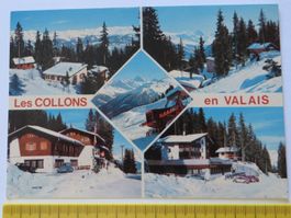 ANSICHTSKARTE LES COLLONS EN VALAIS, SCHNEE, AUTO, gel. 1982