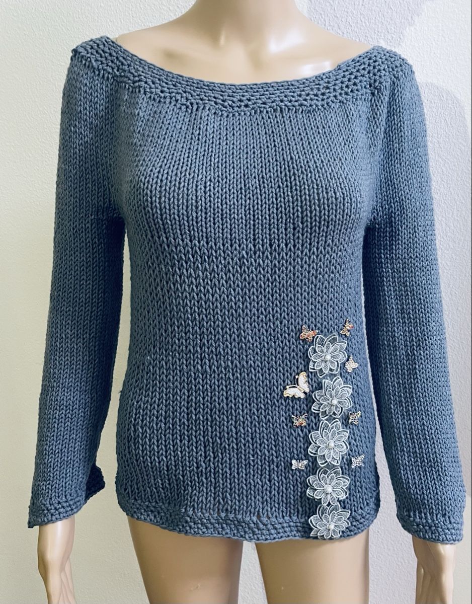 Maglioni & Felpe: Damen Pullover Strick mit Blumenapplikation Grösse M – Nuovo e nell'imballaggio originale da Au ZH venduto da Jaggy4 3
