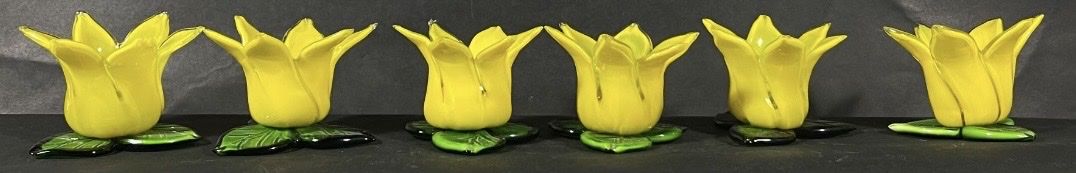Murano Kerzenständer: Murano Glas Teelicht Halter,  gelbe Tulpen – Gebraucht aus Zollikerberg von Jvac 1