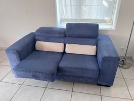 Canapé bleu en tissu 2 places (2 pièces)