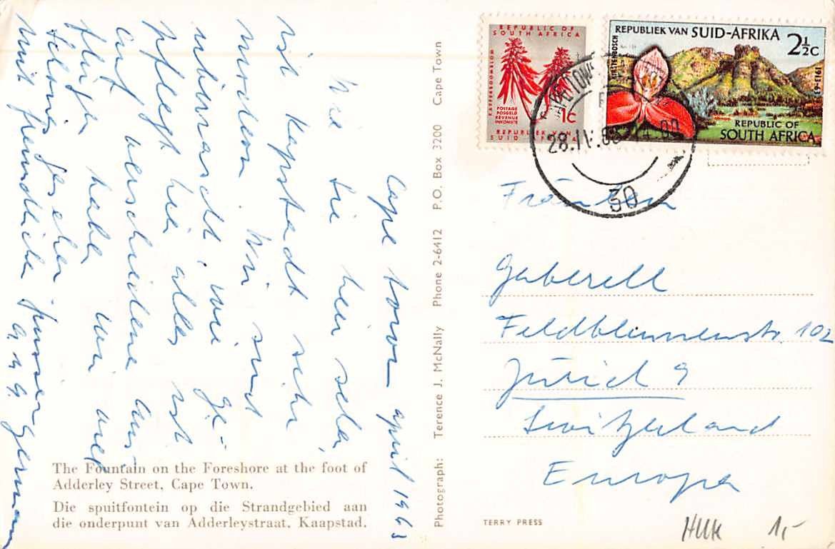 Cartoline postali: EXOTISCHE Ansichtskarten 3x SÜDAFRIKA in die Schweiz – Usato da Lufingen venduto da TopAnsichtskarten 5