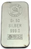 Argor SA Chiasso Silberbarren 50g Feinsilber 999 Vintage