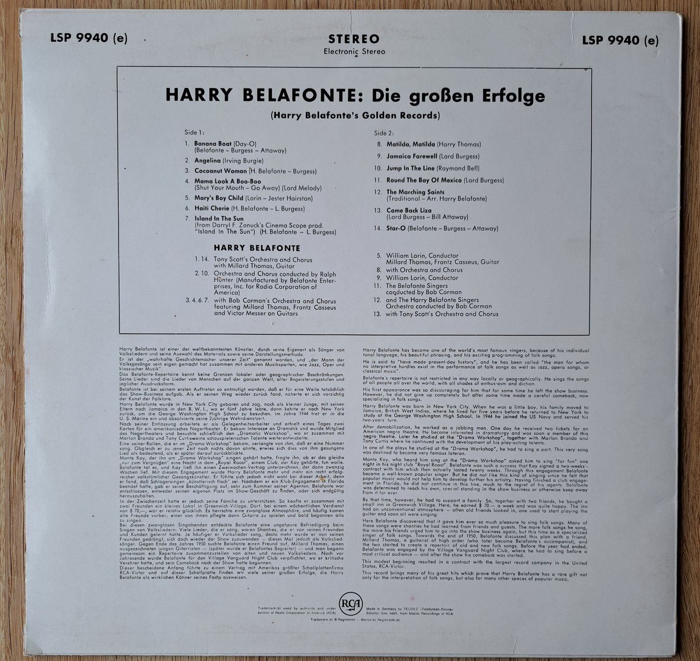 Schallplatten: Harry Belafonte - Die grossen Erfolge – Gebraucht aus Meggen von Ricardokoch 1