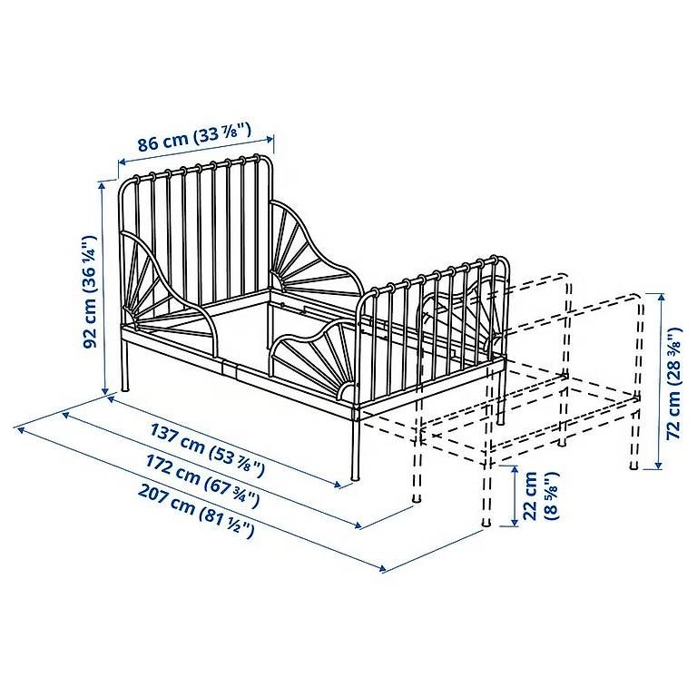 Ikea Letti: Lit enfant extensible IKEA MINNEN rose clair – Usato da Lausanne venduto da fko_x7sk 1