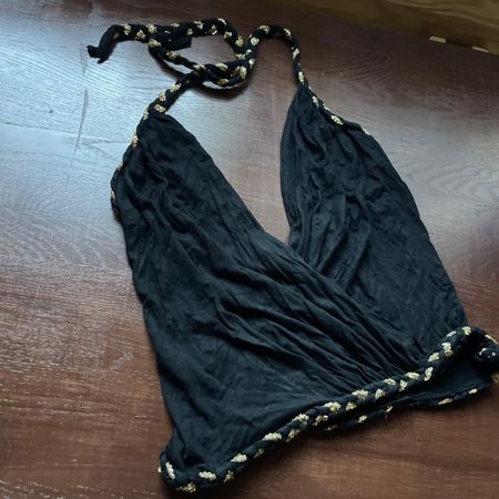 Top nero con paillettes dorate - taglia S/M👍feste
