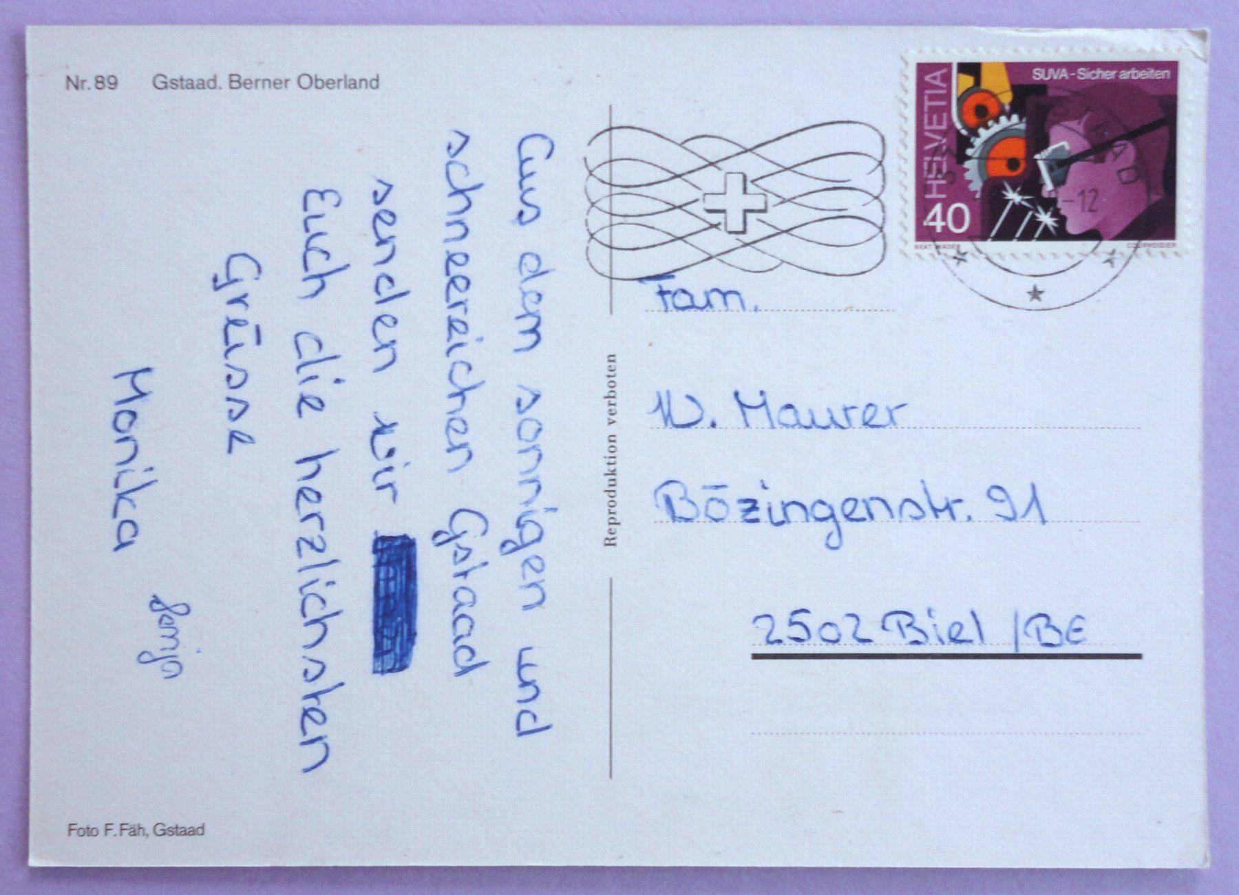 Cartoline postali: Gstaad, B.O. – Usato da Fétigny venduto da Billy2miny 1