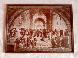 Schule von Athen 1095 alter Kunstdruck gerahmt 43 x 32 cm