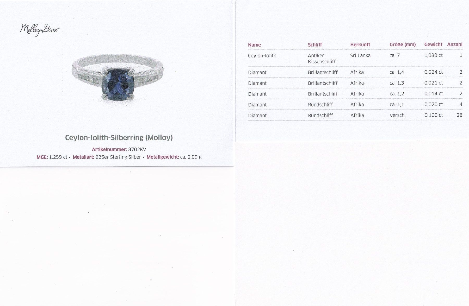 Ringe: Echtschmuck: Ceylon-Iolith-Silberring 17/53 – Neu (gemäss Beschreibung) aus Zuchwil von maumauchi 1