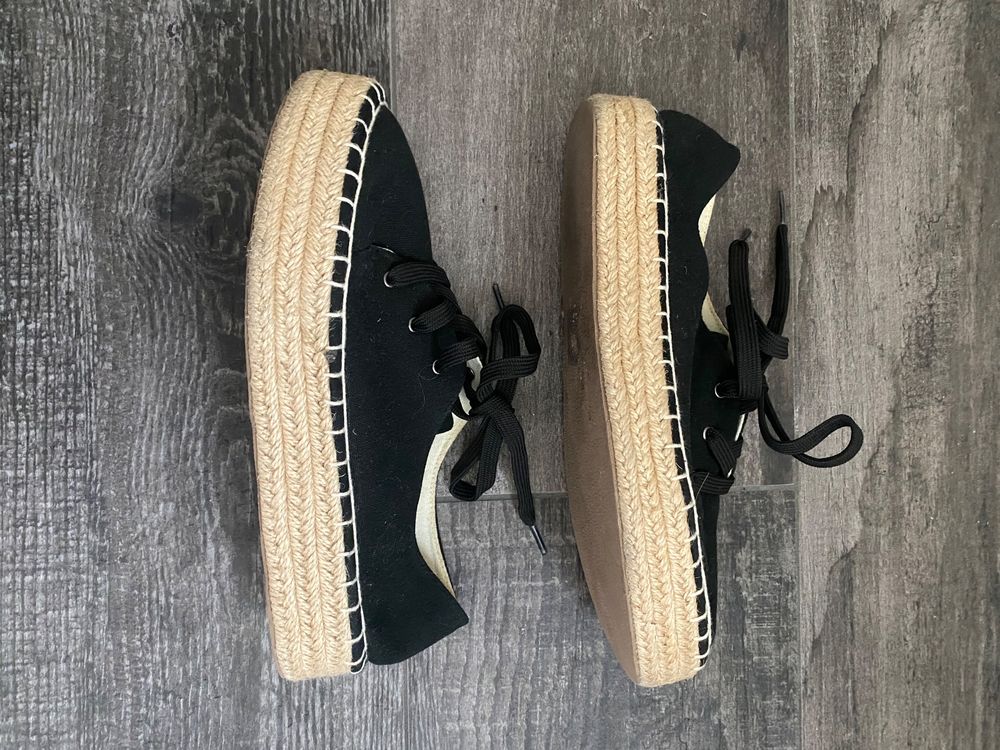 G MO Espadrilles noires avec talon en raphia 36 Comprare su