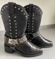Schwarze Harley Davidson Lederstiefel, Grösse 36 1/2
