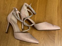 Hellrosa Pumps mit Schmucksteinen (Grösse 37)