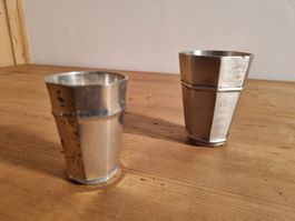 2 antike Weinbecher, Zinn
