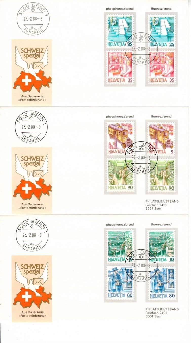 Alle Briefmarken: phosphoreszierend - fluoreszierend – Gebraucht aus Wolhusen von Curver9