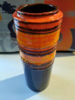 Vintage Keramik Vase, W. Germany, blau/orange. 203-26