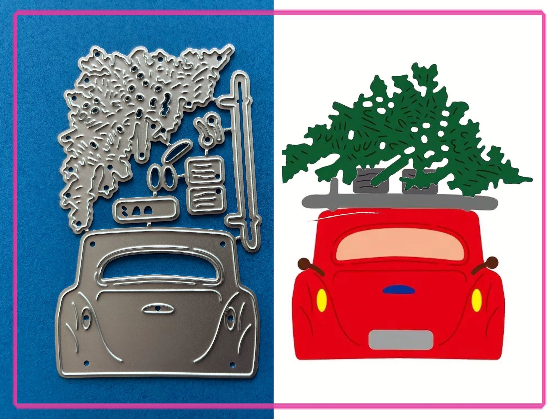 Sciablone: Auto mit Weihnachtsbaum auf dem Dach - Stanzschablonen – Nuovo e nell'imballaggio originale da Frenkendorf venduto da jazzplatten