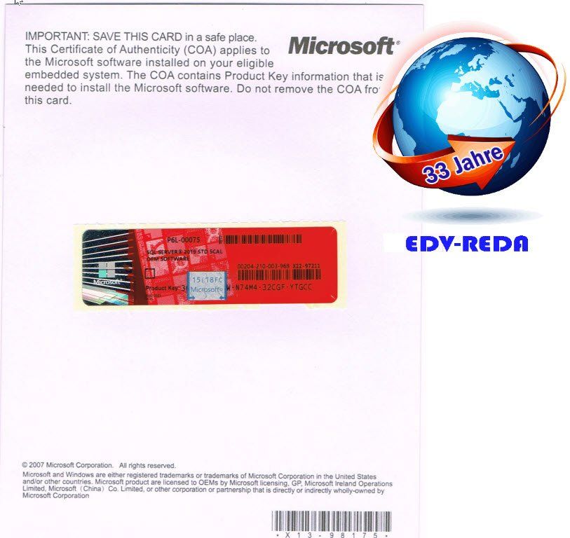 Microsoft Software: Microsoft SQL Server 2019 Standard 16 Core inkl. 5 Cal – Nuovo (secondo la descrizione) da Langenthal venduto da Reda 1