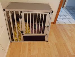 Hundetransportbox Aluminium silber gebraucht guter Zustand