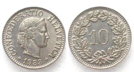 10 Rappen 1933 Nickel unz ERHALTUNG!!!