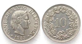 Schweiz 10 Rappen 1933 Nickel unz ERHALTUNG!!!