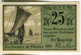 Notgeld "25 Pfennig. Nordseebad Cuxhaven 1921"