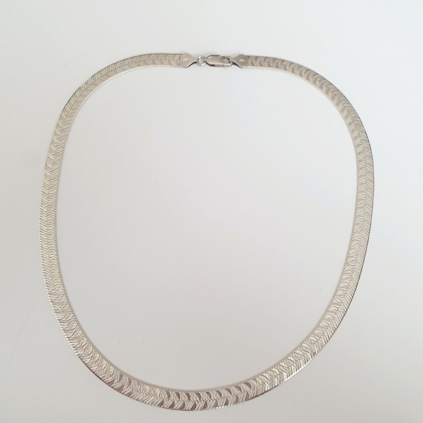 Ketten: Halskette 925 Silber flach Herringbone Muster – Gebraucht aus Kreuzlingen von Wunderkiste123 2