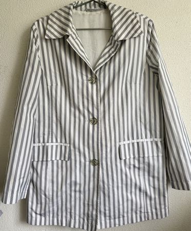 Damen Blazer gestreift weiss grau Grösse 40