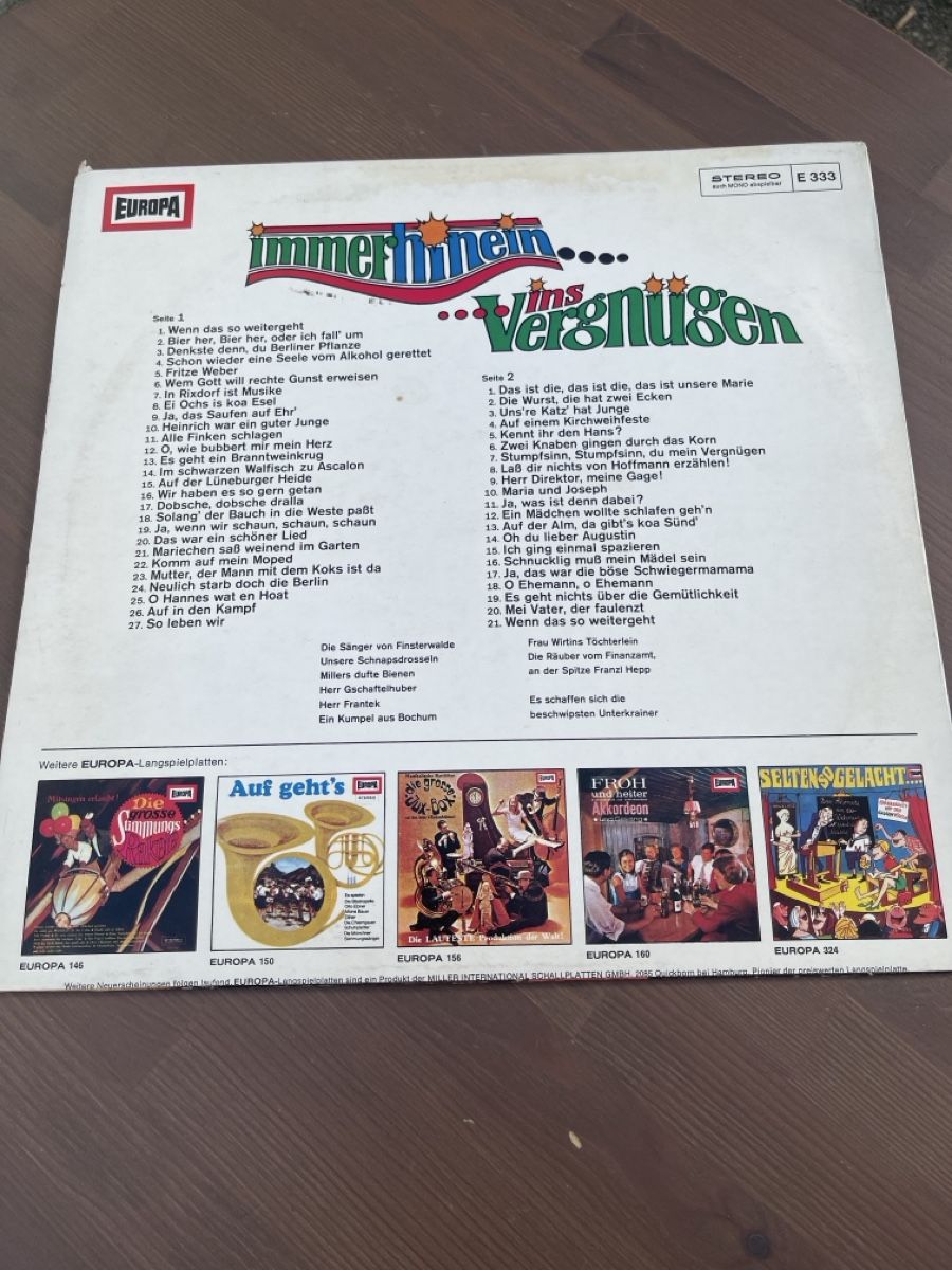 Schallplatten: Immer Hin Ans Vergnügen LP  – Gebraucht aus Unterkulm von AnoliOccasion 1