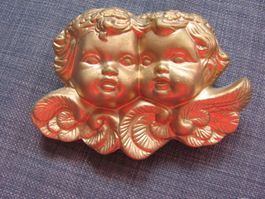 Wanddekoration Engel zwei Köpfe 1xGold 1x Shabby Chic