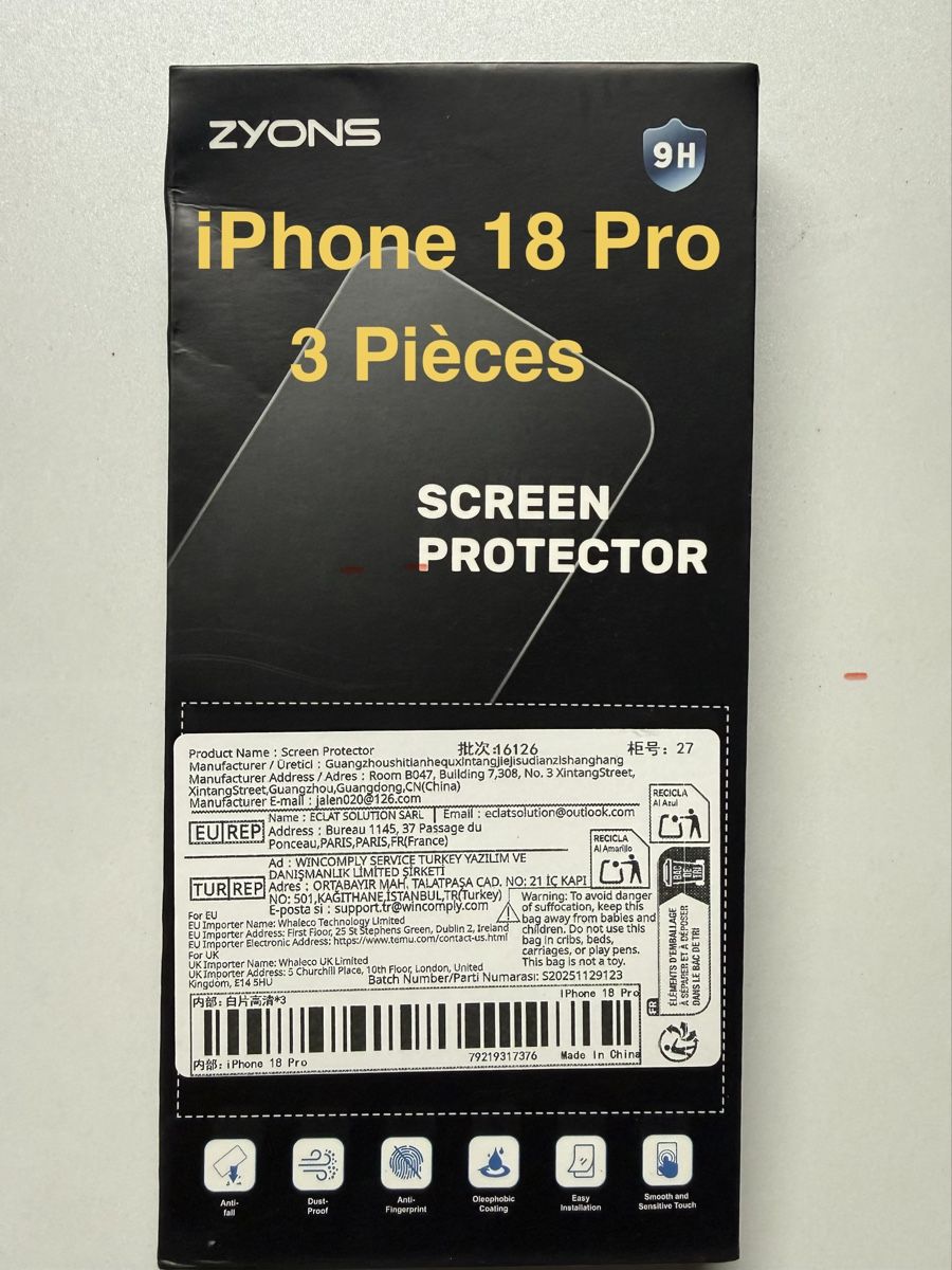 Ritocchi & pellicole di protezione: Protection écran pour iPhone 18 Pro, neuf  – Nuovo e nell'imballaggio originale da Lausanne venduto da Licio7