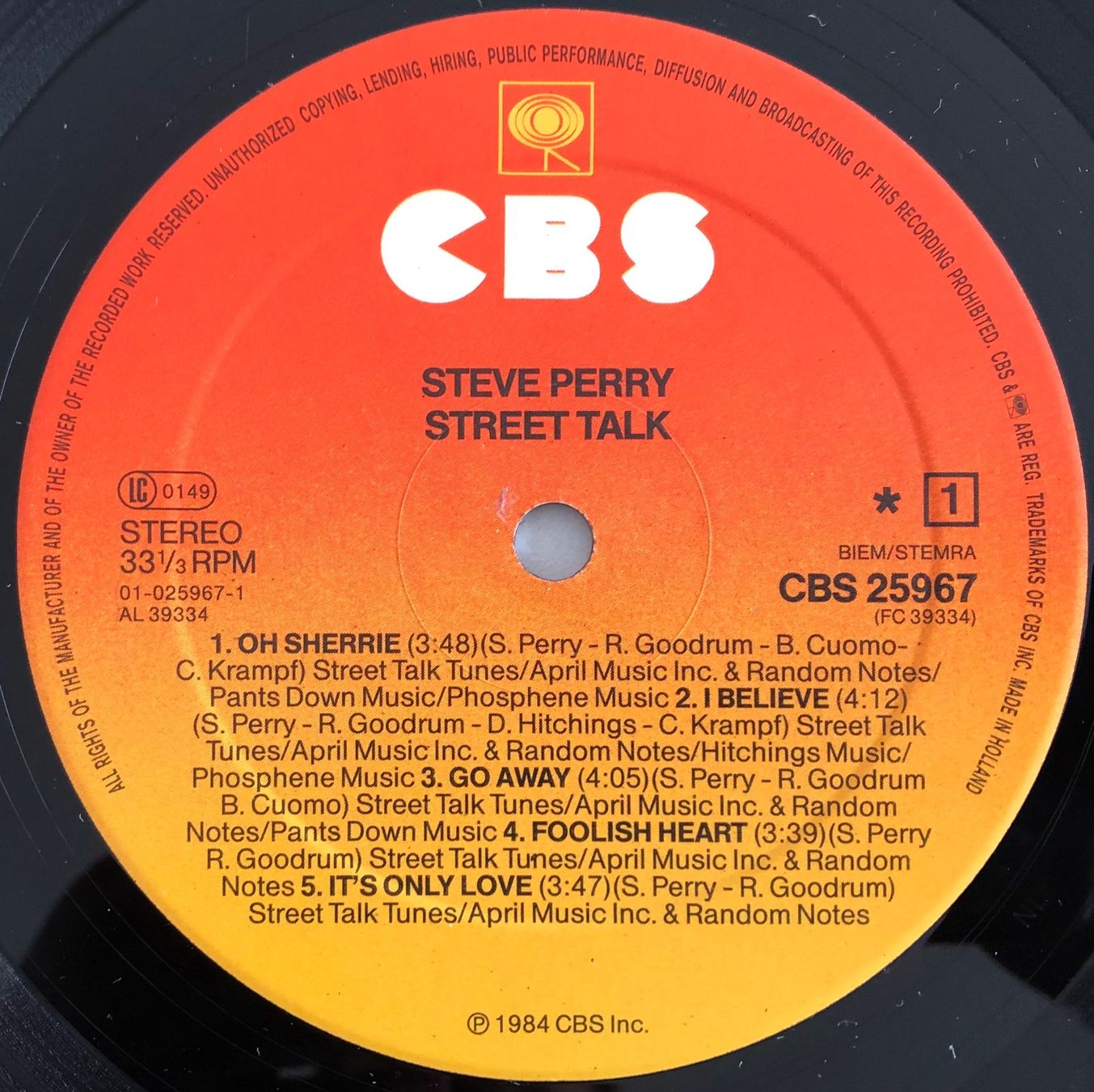 Dischi in vinile: JOURNEY / STEVE PERRY - STREET TALK – Usato da Poliez-Pittet venduto da Newtown-Records 3