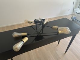 Moderne Deckenlampe, Schwarz/Gold, 6-flammig, neuwertig