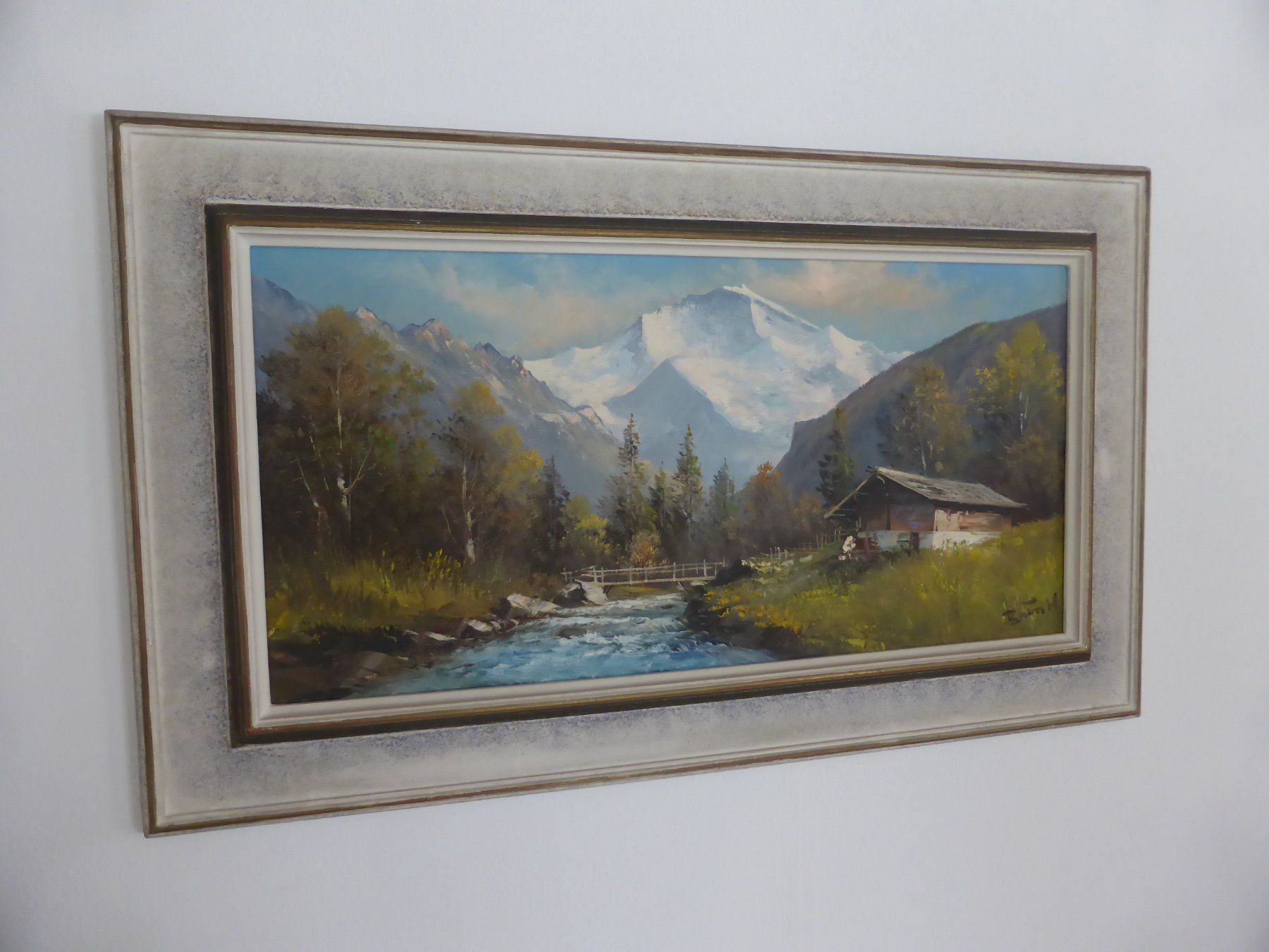 Dipinti: Walter Buess - Lütschine mit Jungfrau, Ölbild – Usato da Brunnadern venduto da vapiano