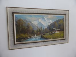Walter Buess - Lütschine mit Jungfrau Ölbild Berner Oberland