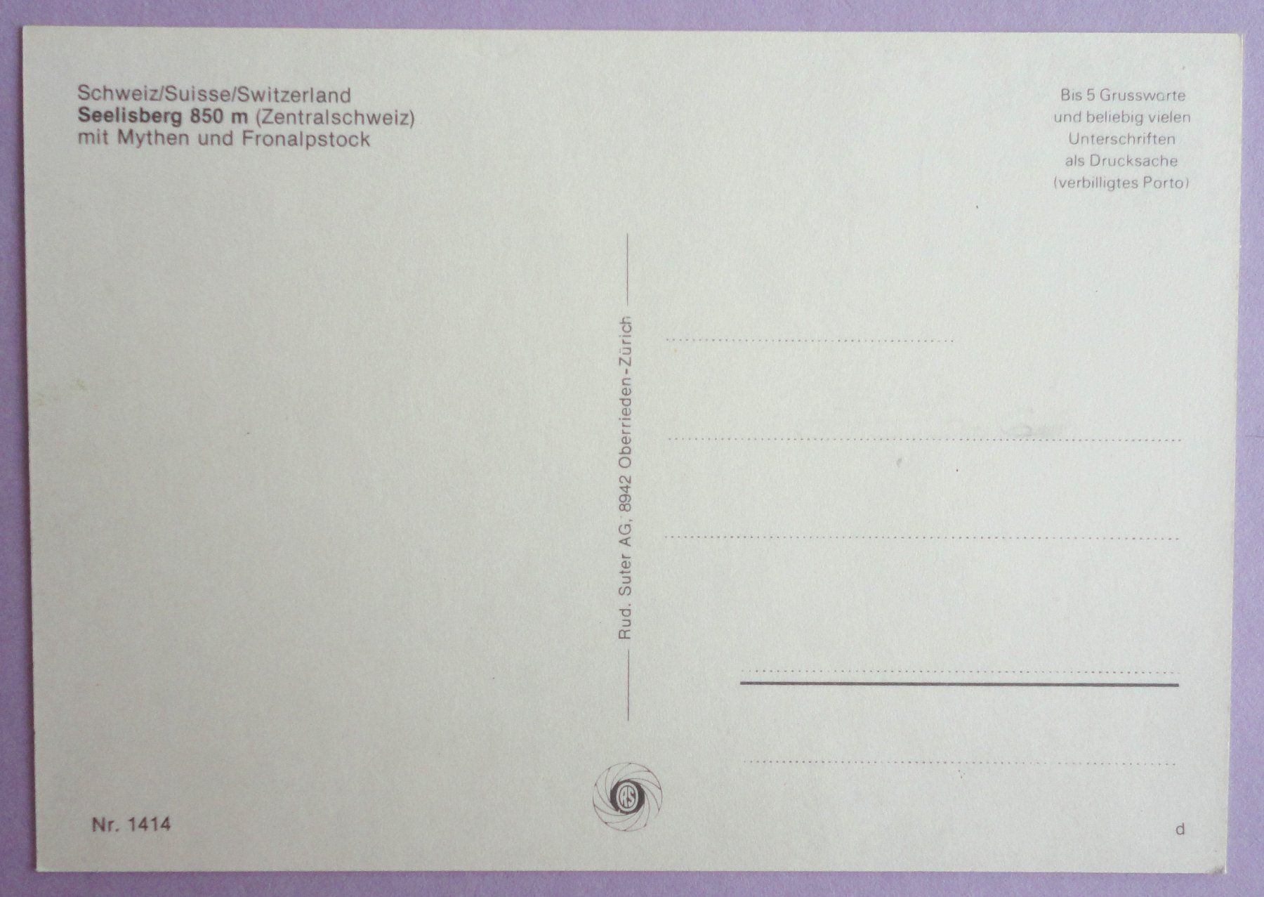 Cartoline postali: Seelisberg 850 m – Difettoso da Fétigny venduto da Billy2miny 1