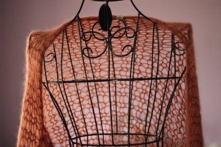 Feen Elfen strick Bolero Jäckchen Mohair Seide kupfer neu